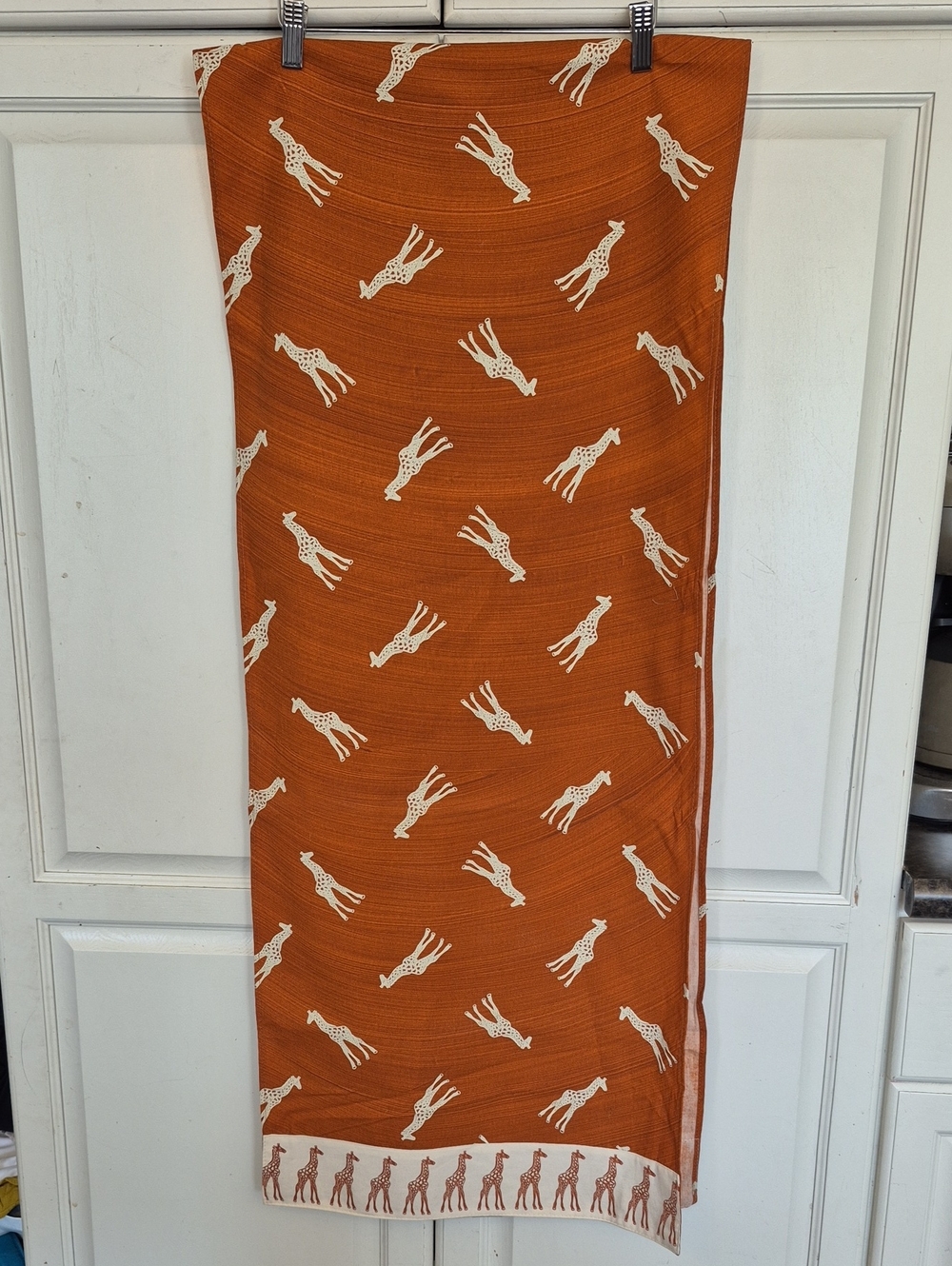 Polynation Orange and Cream Giraffe Batik Table Runner